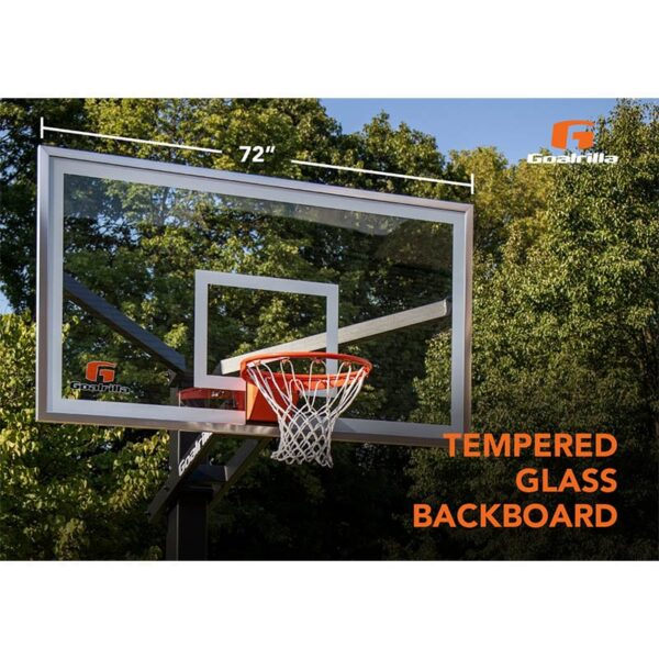 NBA 72 In-Ground Adjustable Basketball Hoop with Tempered Glass Backboard,  Padded Pole, Ball Return