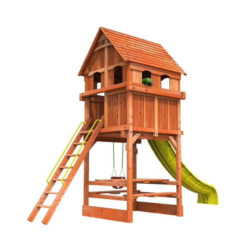 Woodplay Playhouse 6 Combo 1 Cedar Wood Swing Set Playset